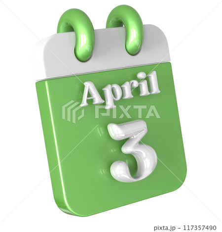 3D Calendar with date number 3D Illustration 117357490