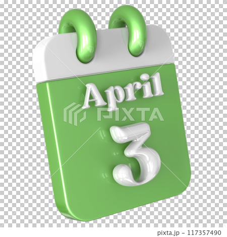 3D Calendar with date number 3D Illustration 117357490