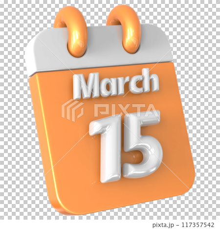 3D Calendar with date number 3D Illustration 117357542