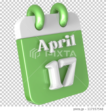3D Calendar with date number 3D Illustration 117357548