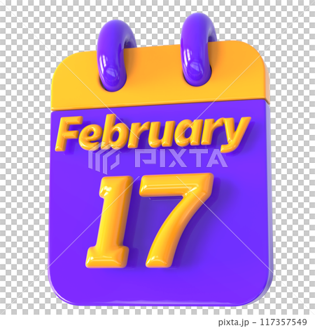 3D Calendar with date number 3D Illustration 117357549