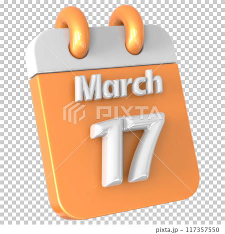 3D Calendar with date number 3D Illustration 117357550