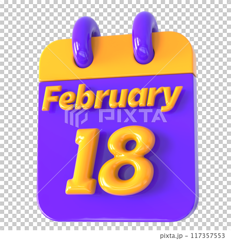 3D Calendar with date number 3D Illustration 117357553