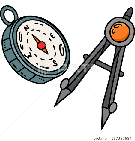 Compass Cartoon Colored Clipart Illustration Compass Cartoon Colored Clipart Illustration 117357684