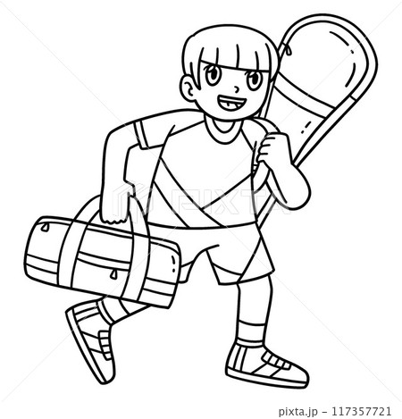 Badminton Player Racket and Sports Bag Isolated Badminton Player Racket and Sports Bag Isolated 117357721