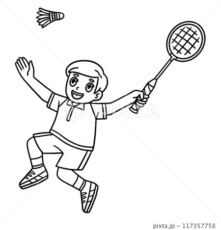 Badminton Player Receive Shuttlecock Isolated  117357758