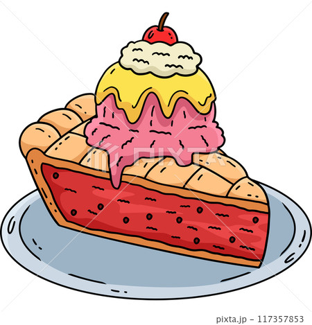 Ice Cream On Pie Cartoon Colored Clipart Ice Cream On Pie Cartoon Colored Clipart 117357853