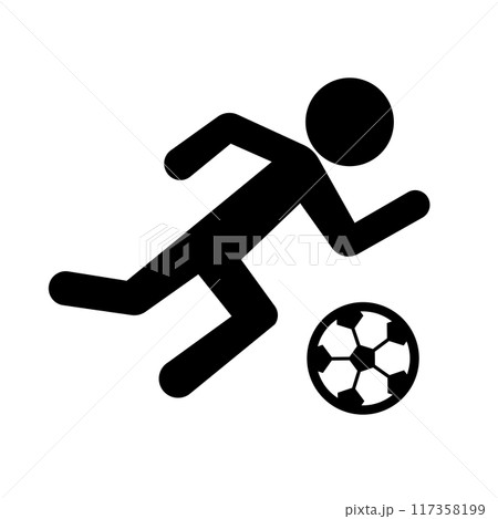 サッカー選手のシルエットアイコン。ベクター。 117358199