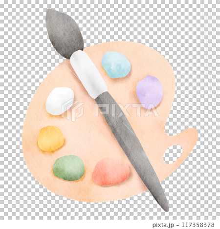 Paint Brush and Wooden Palette Paint Brush and Wooden Palette 117358378