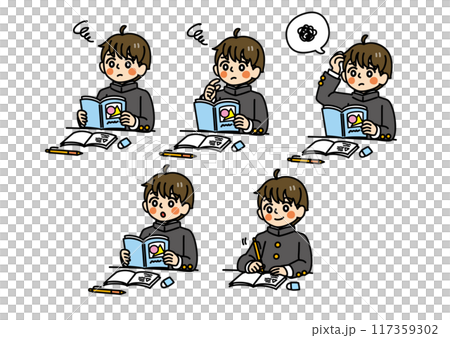 Simple touch male student (study worries) / color 117359302