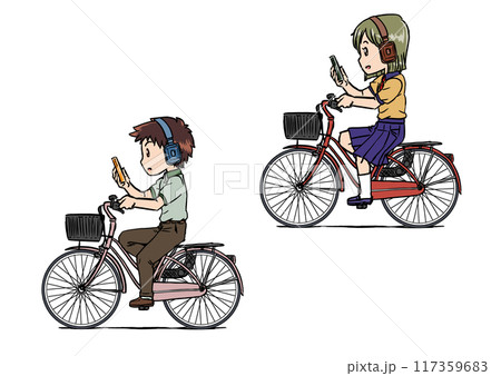 スマホ&ヘッドホン自転車1 117359683