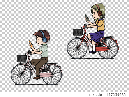 スマホ&ヘッドホン自転車1 117359683