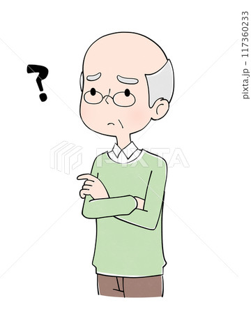 困っているシニア男性のイラスト 困っているシニア男性のイラスト 117360233
