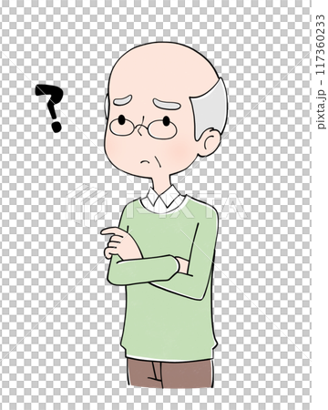 困っているシニア男性のイラスト 困っているシニア男性のイラスト 117360233
