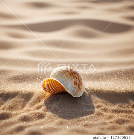 Tropical Paradise: Seashells on a Sunny Beach 117360652