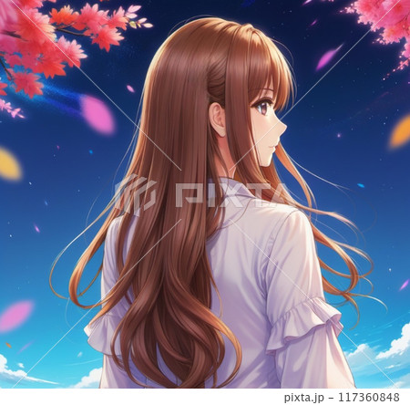 横を向く女性 117360848