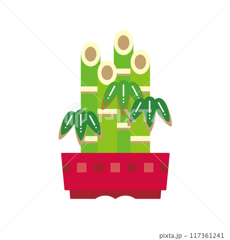 日本の盆栽のイラスト素材。シンプルな竹の盆栽のアイコン。 117361241