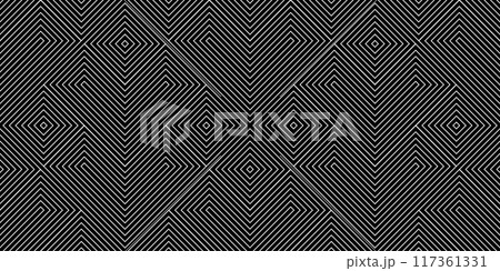 Abstract geometric pattern. A seamless vector background. White and black ornament. Graphic modern pattern. Simple lattice graphic design. 117361331