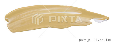 Shiny light brown liquid from separate brush strokes on white background. 117362146