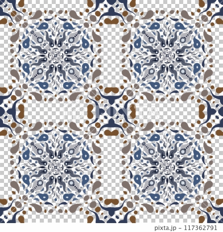 Symmetrical Mosaic Seamless Pattern Modern. Watercolor geometric eastern background. A mix of mirrored abstract designs in a kaleidoscope style. Raster arrangement of bright elementsin mosaic style. Symmetrical Mosaic Seamless Pattern Modern. Watercolor geometric eastern background. A mix of mirrored abstract designs in a kaleidoscope style. Raster arrangement of bright elementsin mosaic style. 117362791