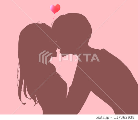 女性に攻める男性 キス 影絵のイラスト素材 [117362939] - PIXTA