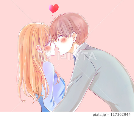 女性に攻める男性 キス 会社員のイラスト素材 [117362944] - PIXTA