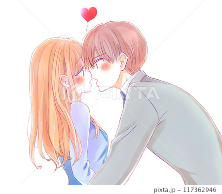 女性に攻める男性 キス 会社員 女性に攻める男性 キス 会社員 117362946