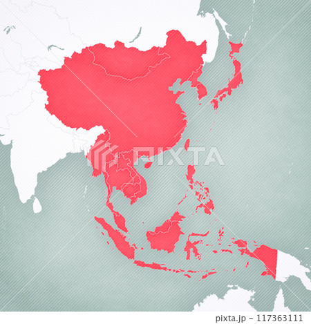 Map of East Asia - all countries 117363111