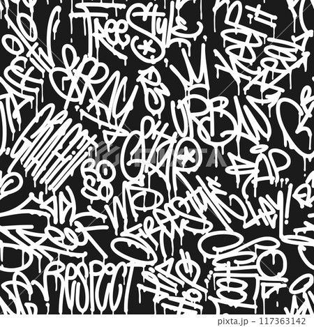 Graffity wall tags seamless pattern, graffiti street art. Graffity wall tags seamless pattern, graffiti street art. 117363142