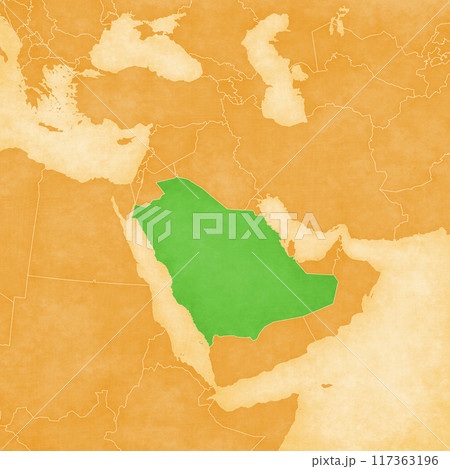 Ocher map of Middle East - Saudi Arabia Ocher map of Middle East - Saudi Arabia 117363196