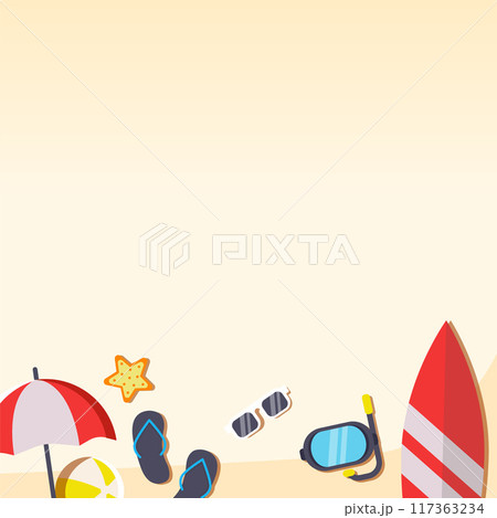 summer background. decorative template with summer relax time items 117363234