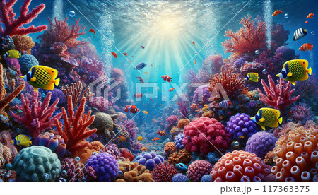 幻想的な海中のAI画像 幻想的な海中のAI画像 117363375