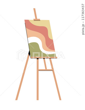 Wooden easel with canvas on white background 117363437