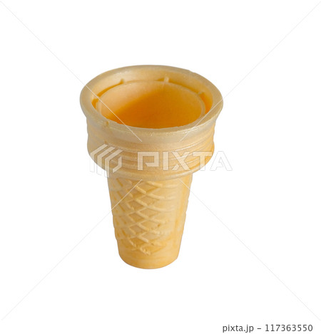 Empty Ice cream wafer cones on white background. Empty Ice cream wafer cones on white background. 117363550