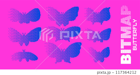 Set of 8-bit pixel-art style stickers with an...のイラスト素材 [117364212] - PIXTA