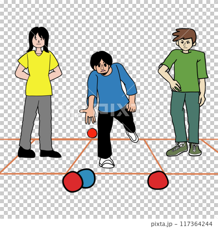 人們享受室內硬地滾球運動 人們享受室內硬地滾球運動 117364244