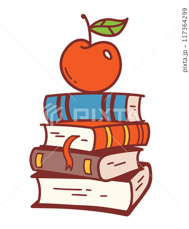 Vector illustration of apple on books 117364299