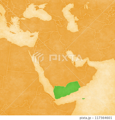 Ocher map of Middle East - Yemen 117364601