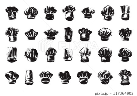 Chefs Hood Icons Set Neat Thick Strokes Shapes...のイラスト素材 [117364902 ...
