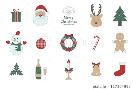 クリスマスアイコンセット_主線あり クリスマスアイコンセット_主線あり 117364993