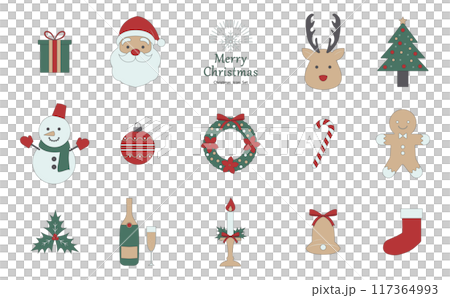 Christmas icon set with main lines 117364993