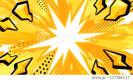 立体的な雷とアメコミ風の背景_黄色_16:9 立体的な雷とアメコミ風の背景_黄色_16:9 117366217