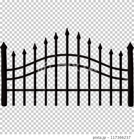 Black iron gate Halloween illustration 117366237