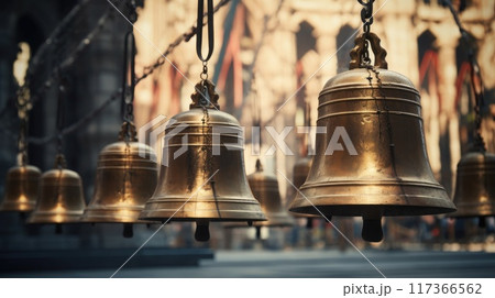 Old retro copper bells 117366562