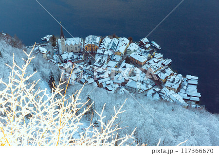 Aerial View of Hallstatt in Winter, Austria 117366670