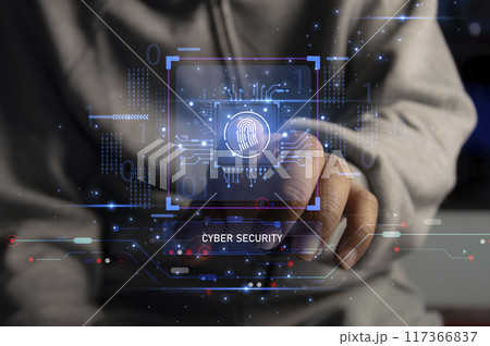 Keypad, cyber shield, lock, technology security system. Digital link. Cyber security with advanced technology. 117366837