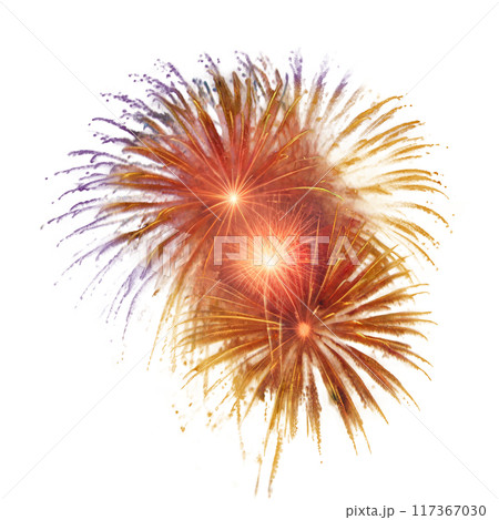 Brightly colored fireworks with no background. Design element 117367030