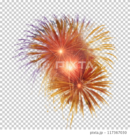 Brightly colored fireworks with no background. Design element 117367030
