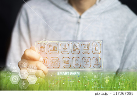 Ideas for using AI and smart farming Productivity increase and production control, data storage on the cloud system Ideas for using AI and smart farming Productivity increase and production control, data storage on the cloud system 117367089