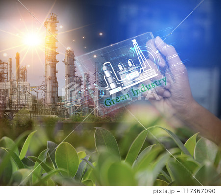 Green industrial plants embrace a low carbon footprint. 117367090